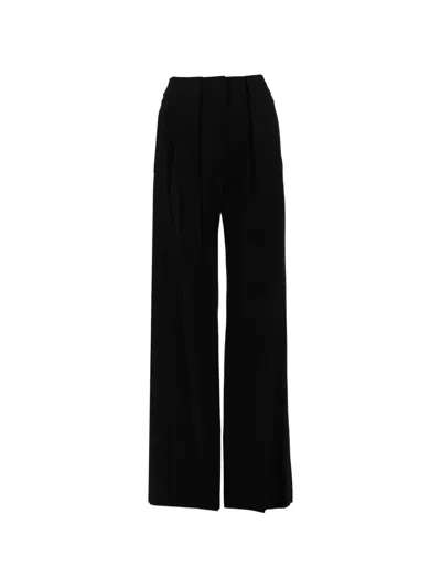 Pt Torino Charcoal Stretch Wool Blend Wide-leg Pant In Black