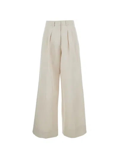 Pt Torino Frankie Pleated Palazzo Pants In White