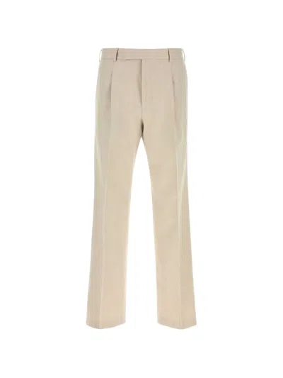 Pt Torino Cotton Blend Tailored Pleated Pants Belt Loops In Neutral