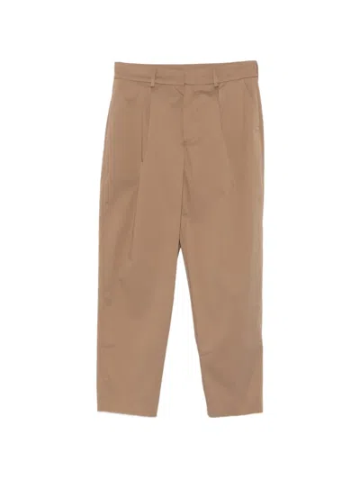 Pt Torino Pleated-detail Trousers In Brown