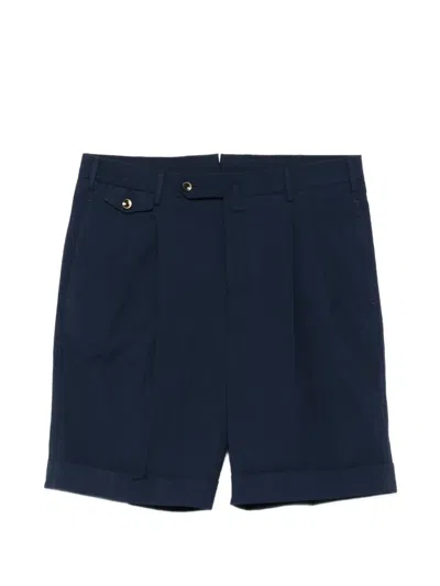 Pt Torino Pleated-detail Turn-up Shorts In Blue