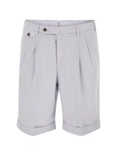 Pt Torino Pleated-front Turn-up Shorts In Blue