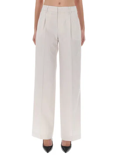Pt Torino Powder Virgin Wool Trousers In White
