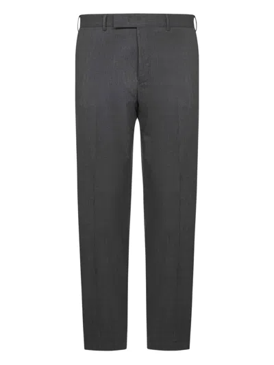 Pt Torino Pressed-crease Flat-front Trousers In Gray