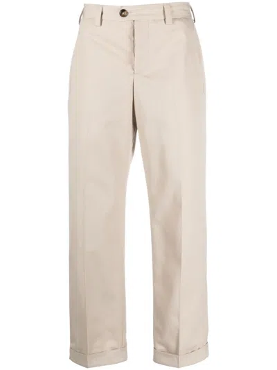 Pt Torino Pressed-crease Straight-leg Trousers In Neutrals