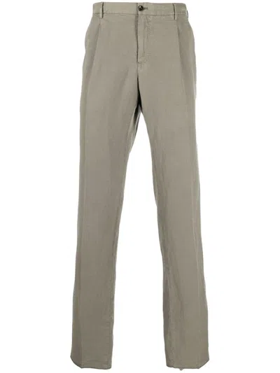 Pt Torino Pressed-crease Straight Trousers In Green