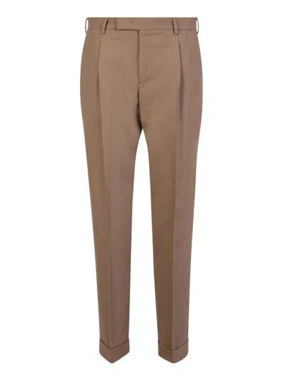 Pt Torino Pressed Crease Tailored Trousers In Beige