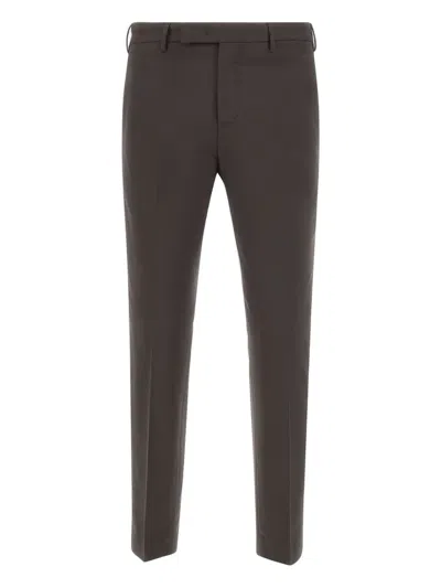 Pt Torino Pressed-crease Wool Trousers In Brown
