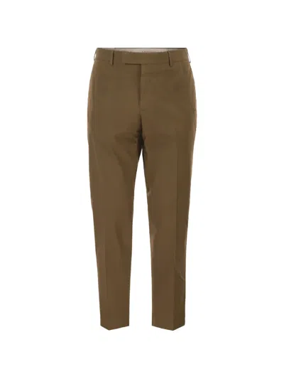 Pt Torino Stretch Cotton Tailored Trousers In Brown