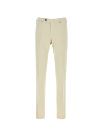 Pt Torino Stretch Cotton Blend Tailored Pants Belt Loops In Neutral