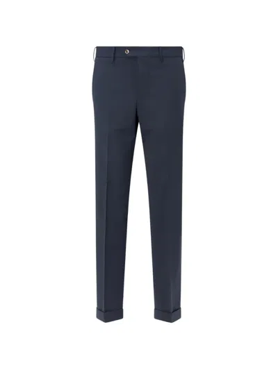 Pt Torino Pressed-crease Turned-up Trousers In Blue