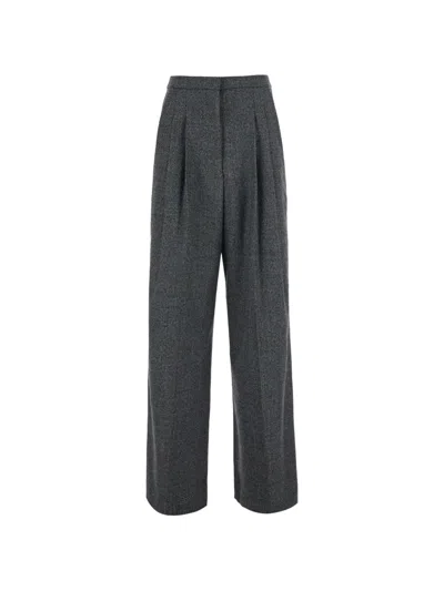 Pt Torino Embroidered Checked Wool-blend Wide-leg Pants In Black