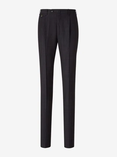 Pt Torino Prince Of Wales Pattern Dress Trousers In Purple