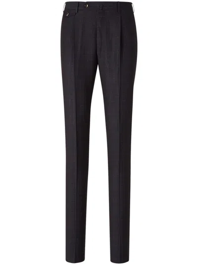 Pt Torino Prince Of Wales-pattern Trousers In Blue