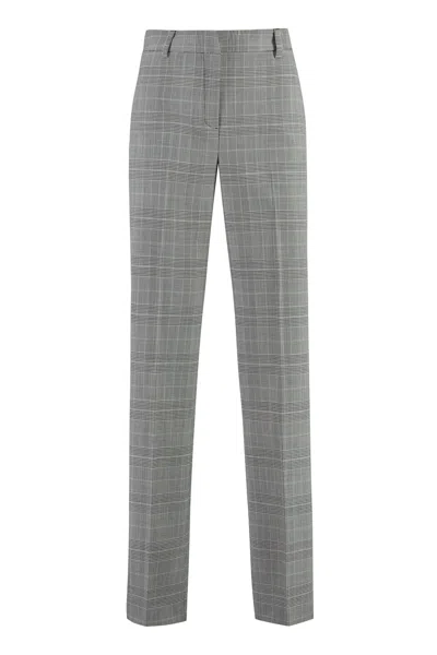 Pt Torino Prince-of-wales Check Virgin Wool Trousers In Gray