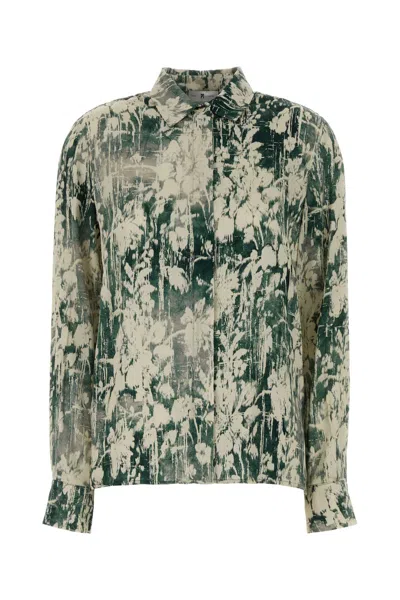 Pt Torino Printed Satin Lucilla Shirt In Green