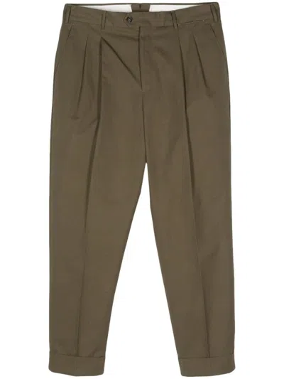 Pt Torino The Reporter Low-rise Tapered Trousers In Green