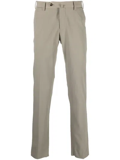 Pt Torino Pull-tab Detail Straight-leg Trousers In Neutrals