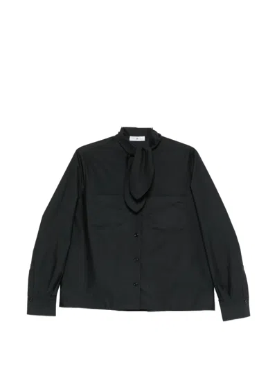 Pt Torino Pussy-bow Button-up Shirt In Black