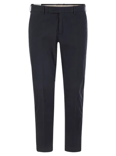 Pt Torino Rebel - Stretch Cotton Trousers In Blue