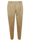 Pt Torino Trousers Cotton Blend Pleated Front In Brown