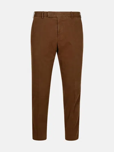 Pt Torino 'rebel' Brown Cotton Blend Pants