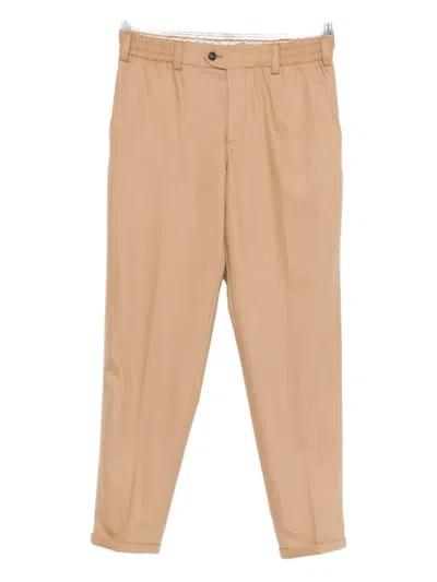 Pt Torino Rebel Button Elasticated-waist Trousers In Brown