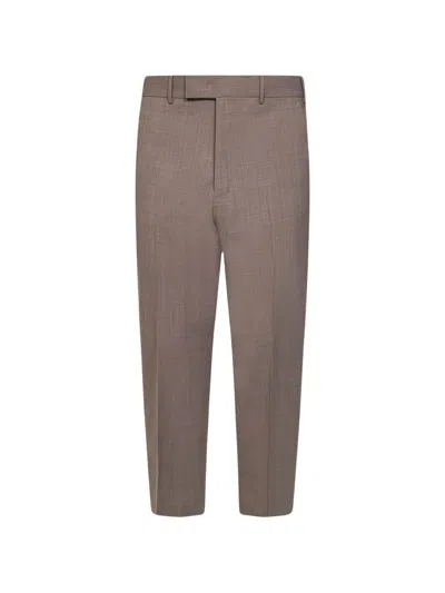 Pt Torino Rebel Fit Wool Trousers With Hidden Front Closure In Brown