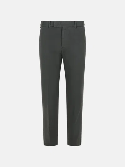 Pt Torino 'rebel' Grey Stretch Cotton Pants In Gray