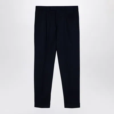 Pt Torino Rebel Navy Virgin Wool Trousers In Blue