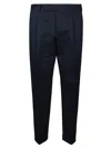 Pt Torino Blue Pants With Pleats And Belt Loops In Cotton Blend Man In Bluscuro