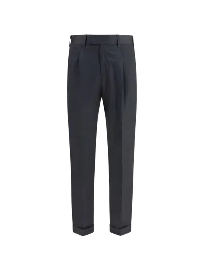 Pt Torino Gray Wool Oves Aries Casual Pants In Black