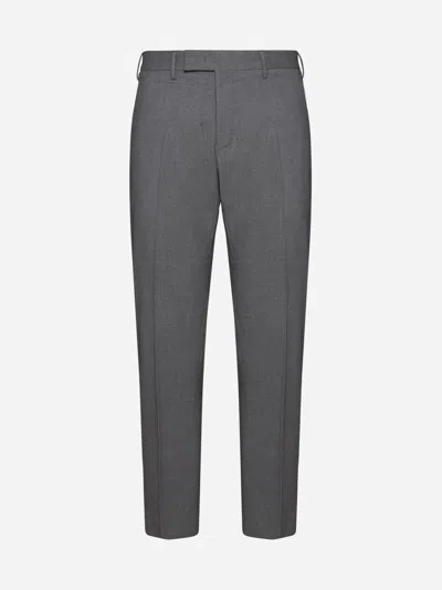 Pt Torino Rebel Stretch Wool Trousers In Grey