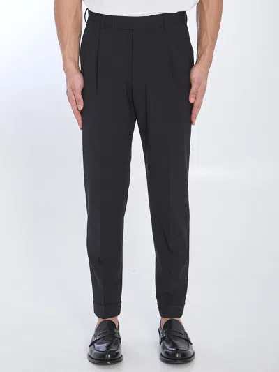 Pt Torino Rebel Wool Blend Trousers In Blue
