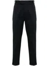 Pt Torino Feather-detail Twill Trousers In Blau