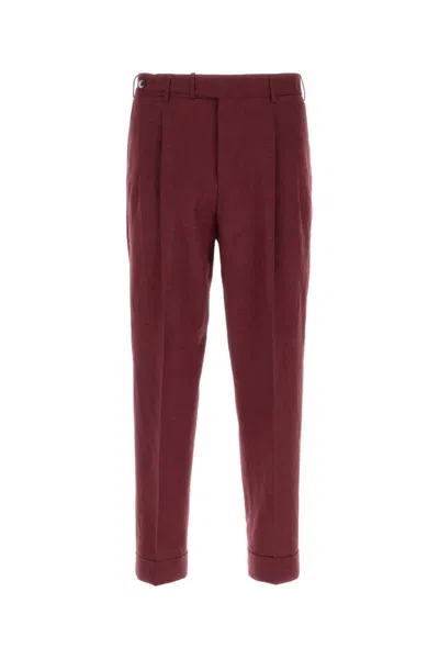 PT TORINO RED TURN-UP HEM TAPERED TROUSERS