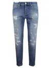 Pt Torino Slim-fit Blue Jeans With Distressed Detailing In Blue