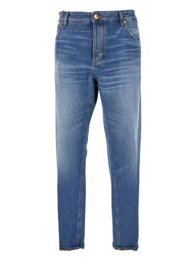 Pt Torino Reggae Tapered Jeans With Logo Patch In Blue