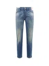 Pt Torino Faded Wash Stretch Denim Jeans In Blue