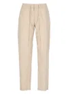 Pt Torino Cotton Straight Trousers Drawstrings In Neutral