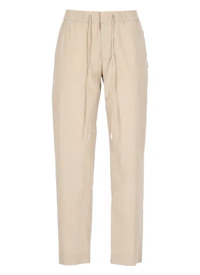 Pt Torino Relaxed-fit Beige Cotton Pants With Elastic Waist In Neutral
