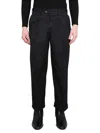 Pt Torino Straight Wool Trousers Elastic Waist In Black