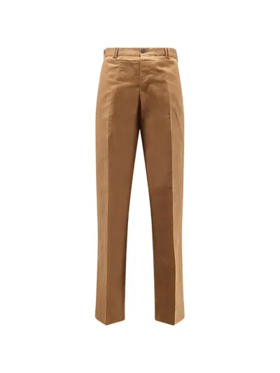 Pt Torino Michael Reworked Linen And Cotton Trousers In Brown