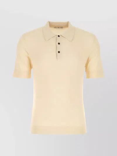Pt Torino Ribbed Collar And Cuffs Polo Shirt In Neutral