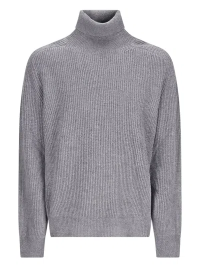 Pt Torino Ribbed Turtleneck Sweater In Gray