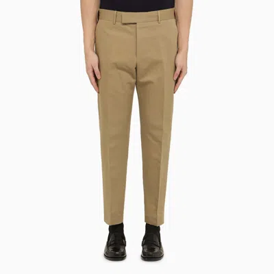Pt Torino Rope-coloured Slim Trousers In Cotton And Linen