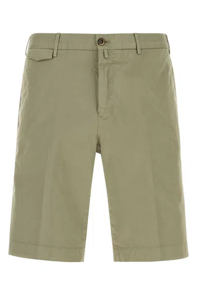 Pt Torino Sage Green Stretch Cotton Bermuda Shorts