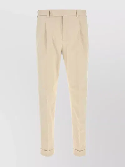 PT TORINO SAND COTTON PANT WITH CUFFED HEM