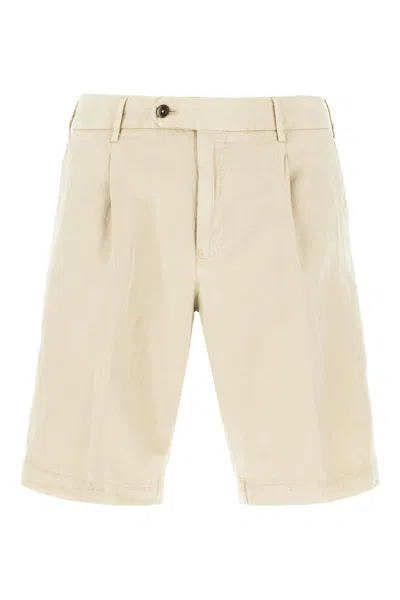 Pt Torino Sand Lyocell Blend Shorts In Beige Freddo