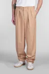 Pt Torino Sd65 Pants In Camel Wool And Polyester In Brown